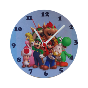 Ξύλινο ρολόι τοίχου 20εκ "Mario" - αγόρι, ρολόι, δώρο, ρολόγια, ήρωες κινουμένων σχεδίων, διακοσμητικό παιδικού δωματίου