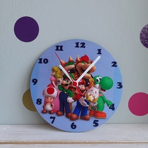 Ξύλινο ρολόι τοίχου 20εκ "Mario" - αγόρι, ρολόι, δώρο, ρολόγια, ήρωες κινουμένων σχεδίων, διακοσμητικό παιδικού δωματίου - 3