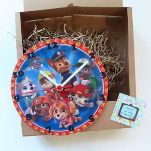 Ξύλινο ρολόι τοίχου 20εκ "Paw Patrol" - αγόρι, ρολόι, δώρο, ρολόγια, ήρωες κινουμένων σχεδίων, διακοσμητικό παιδικού δωματίου - 4