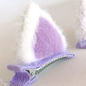 Meow σετ clips με αυτάκια γάτας μωβ - αξεσουάρ μαλλιών, hair clips - 2