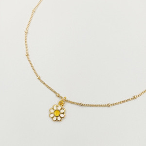 Κολιέ (Νήτη) αλυσιδάκι μαργαρίτα - charms, επιχρυσωμένα, κοντά, λουλούδι, ατσάλι