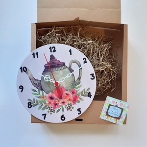 Ξύλινο ρολόι τοίχου 20εκ "Τσαγιέρα" - ρολόι, δώρο, ρολόγια, διακοσμητικό παιδικού δωματίου - 4
