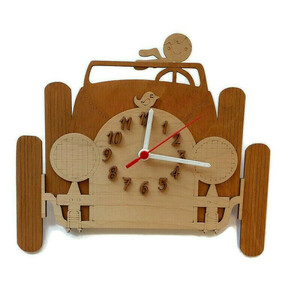 Ξύλινο ρολόι τοίχου 30εκ "Αυτοκίνητο" - αγόρι, ρολόι, δώρο, διακοσμητικό παιδικού δωματίου
