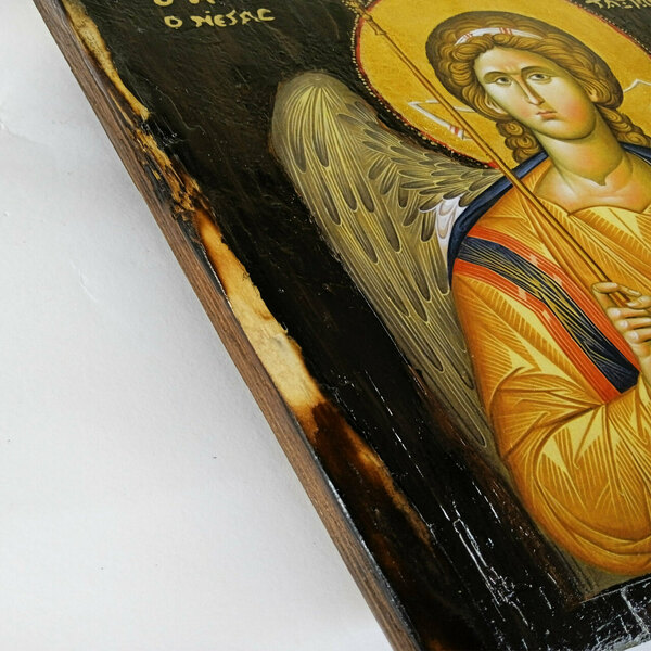Αρχάγγελος Μιχαήλ Χειροποίητη Εικόνα Σε Ξύλο 18x23 - πίνακες & κάδρα, πίνακες ζωγραφικής, εικόνες αγίων - 3