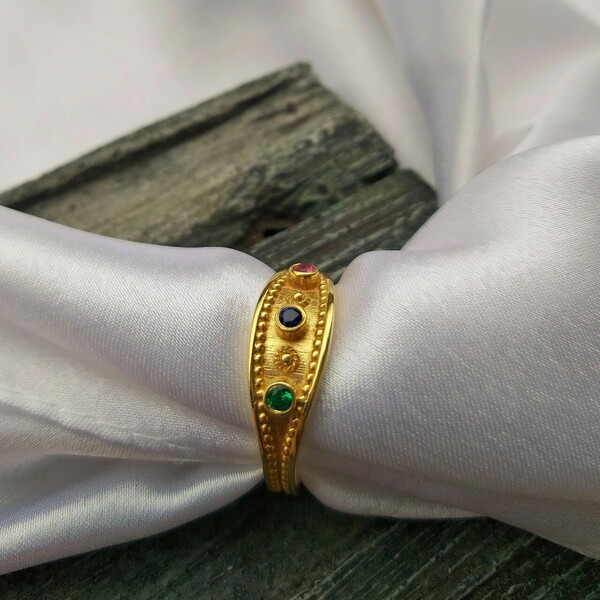 Γυναικείο δαχτυλίδι ασήμι 925 επιχρυσωμένο με αυθεντικά zircons - ημιπολύτιμες πέτρες, επιχρυσωμένα, ασήμι 925, για γάμο - 4