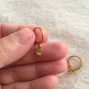 Minimal σκουλαρίκια από ατσάλι - επιχρυσωμένα, κρίκοι, μικρά, ατσάλι, φθηνά - 2