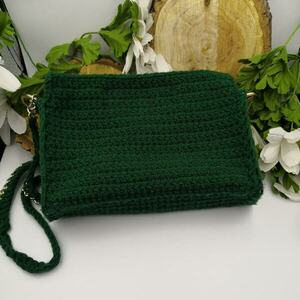 Πλεκτή τσάντα ώμου crochet - νήμα, all day, πλεκτές τσάντες, βραδινές, μικρές - 3