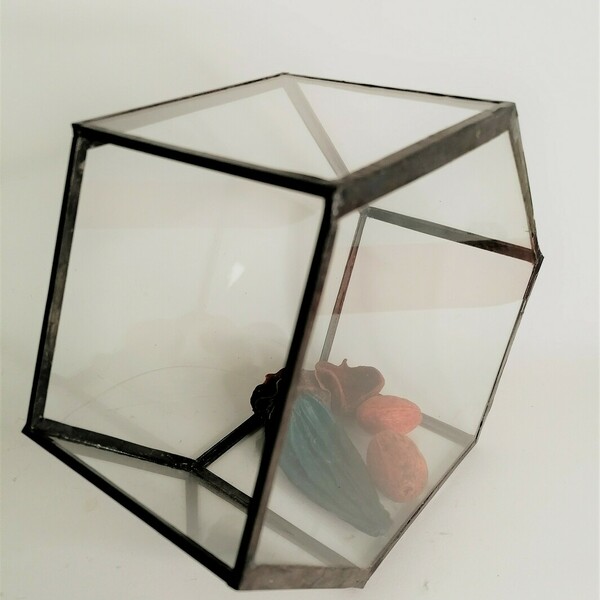 Γυάλινο διακοσμητικό πολυγωνικό - βιτρώ, κερί, κάκτος - 4