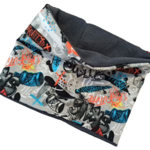 Λαιμός παιδικός fleece/neck warmer, γκράφιτι - κασκόλ, λαιμοί, για παιδιά