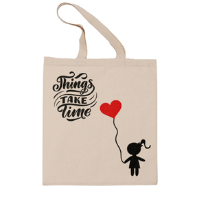 Πάνινη τσάντα για βιβλία και ψώνια 40x38εκ, πάνινη τσάντα για ψώνια, τσάντα με φράση, κορίτσι με μπαλόνι - ύφασμα, δώρο, tote, πάνινες τσάντες