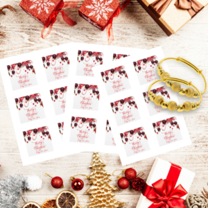 Χριστουγεννιάτικη εκτυπώσιμη κάρτα 7x7 εκ. για βραχιολάκια #ψηφιακό αρχείο - κάρτες, γούρια - 2