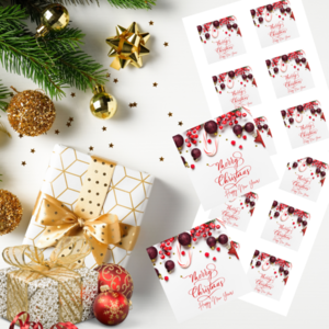 Χριστουγεννιάτικη εκτυπώσιμη κάρτα 7x7 εκ. για βραχιολάκια #ψηφιακό αρχείο - κάρτες, γούρια - 4