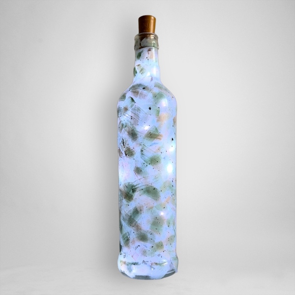 Γυάλινο διακοσμητικό μπουκάλι-φωτιστικό - γυαλί, πορτατίφ, διακόσμηση σαλονιού, διακοσμητικά μπουκάλια