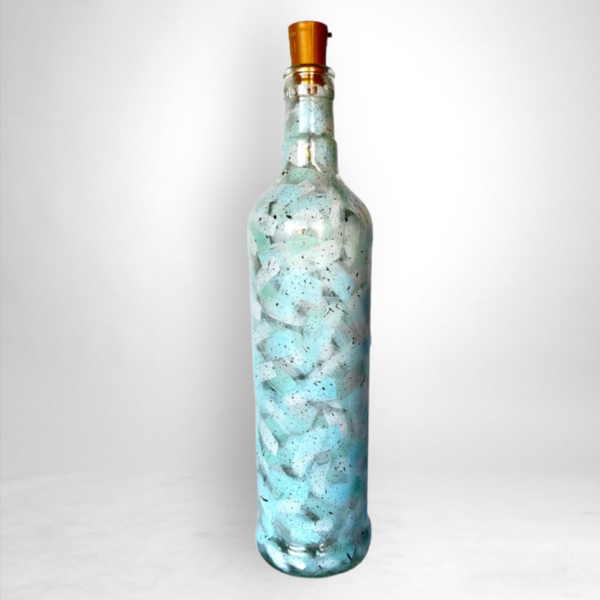 Γυάλινο διακοσμητικό μπουκάλι-φωτιστικό - γυαλί, πορτατίφ, διακόσμηση σαλονιού, διακοσμητικά μπουκάλια - 2