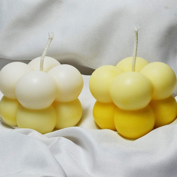 Χειροποίητο Κερι σογιας σε σχήμα bubble cube (mini) (4Χ4Χ5cm) σε διαφορα χρώματα - αρωματικά κεριά, vegan κεριά - 3