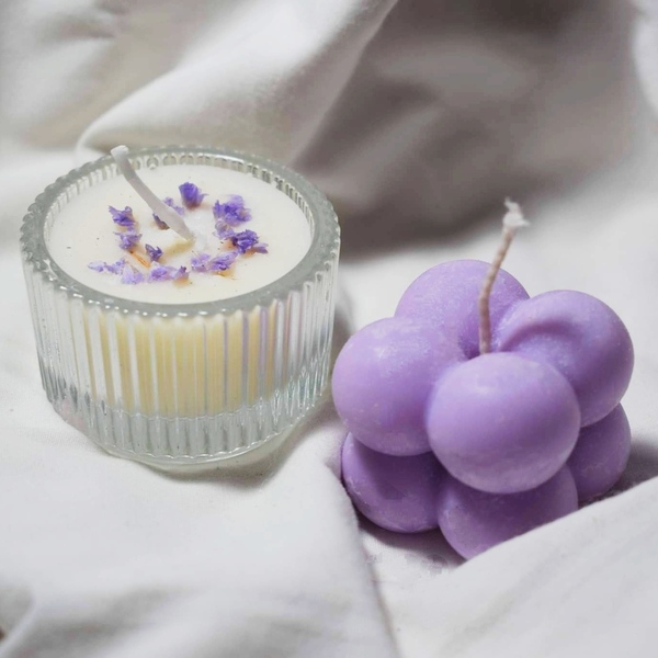 Χειροποίητο Κερι σογιας σε σχήμα bubble cube (mini) (4Χ4Χ5cm) σε διαφορα χρώματα - αρωματικά κεριά, vegan κεριά - 4
