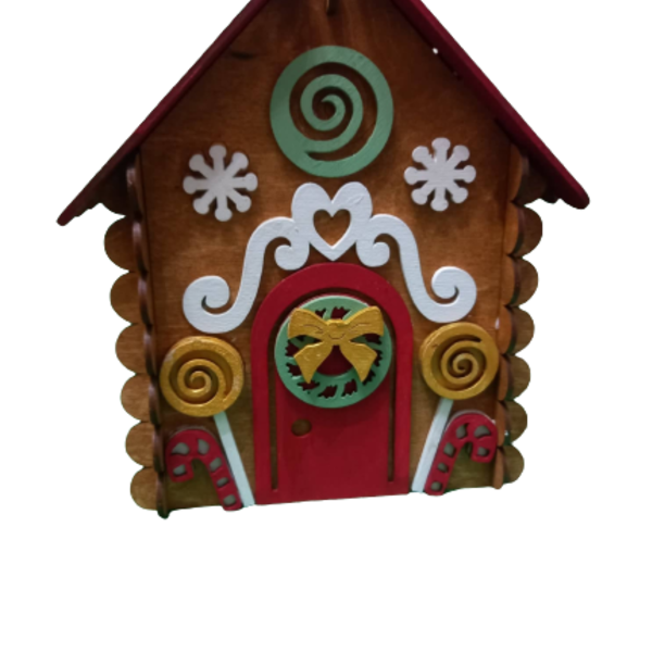 Χριστουγενιάτικο διακοσμητικό σπιτάκι Νο2 - ξύλο, σπίτι, νονά, δασκάλα, διακοσμητικά