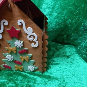 Χριστουγενιάτικο διακοσμητικό σπιτάκι Νο2 - ξύλο, σπίτι, νονά, δασκάλα, διακοσμητικά - 5