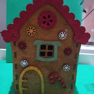 Χριστουγενιάτικο διακοσμητικό σπιτάκι Νο3 - ξύλο, σπίτι, μαμά, δασκάλα, διακοσμητικά - 2