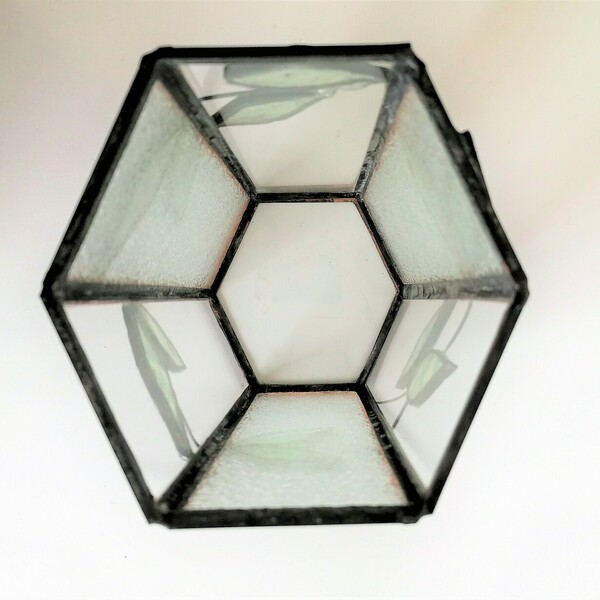 Πολυγωνικό γυάλινο βάζο - γυαλί, χαλκός, βάζα & μπολ, μέταλλο - 2
