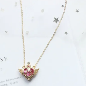 Sailor Moon | Κολιέ με ατσάλινη αλυσιδα και καρδιά 40εκ - επάργυρα, κοντά, ατσάλι, φθηνά - 2