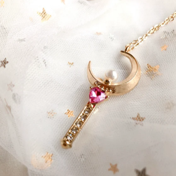 Sailor Moon Power | Κολιέ με ατσάλινη αλυσιδα και φεγγάρι 40εκ - επάργυρα, κοντά, ατσάλι, φθηνά - 4