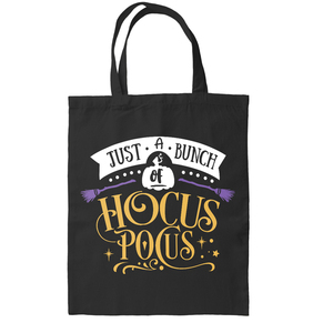Πάνινη τσάντα 40x38cm, μαύρη υφασμάτινη τσάντα για βιβλία και ψώνια για το Halloween, τσάντα Halloween hocus pocus - ύφασμα, halloween, πάνινες τσάντες