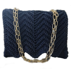 DARK BLUE WAVES EVENING SMALL SHOULDER BAG - νήμα, ώμου, πλεκτές τσάντες, βραδινές, μικρές - 2