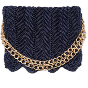 DARK BLUE WAVES LARGE SHOULDER BAG - νήμα, ώμου, μεγάλες, all day, πλεκτές τσάντες - 2