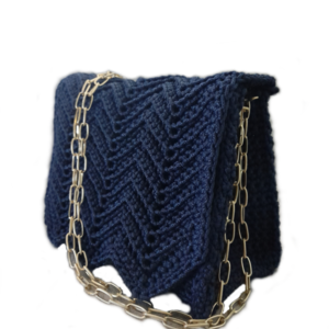 DARK BLUE WAVES EVENING SMALL SHOULDER BAG - νήμα, ώμου, πλεκτές τσάντες, βραδινές, μικρές