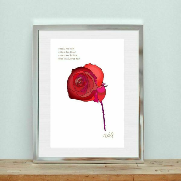 Red Conceptual Rose | Fine Art print size 15 x 21cm - πίνακες & κάδρα, artprint, πίνακες ζωγραφικής - 2
