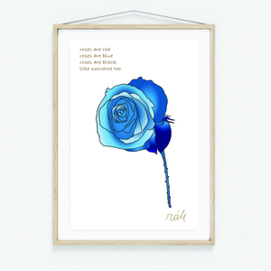 Blue Conceptual Rose | Fine Art print size 15 x 21cm - πίνακες & κάδρα, artprint, πίνακες ζωγραφικής