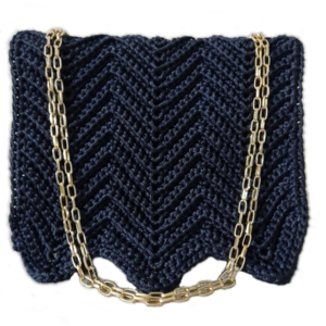 DARK BLUE WAVES SMALL SHOULDER BAG - νήμα, ώμου, all day, πλεκτές τσάντες, μικρές - 2