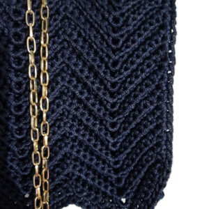 DARK BLUE WAVES SMALL SHOULDER BAG - νήμα, ώμου, all day, πλεκτές τσάντες, μικρές - 5