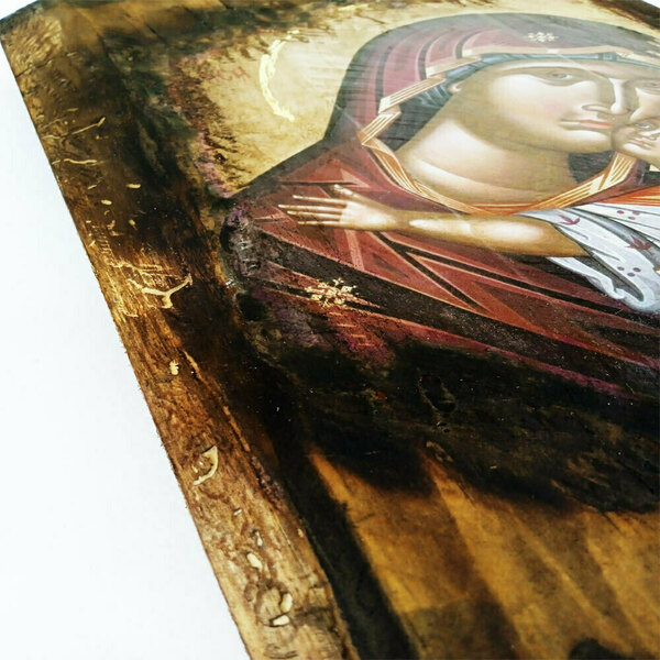 Παναγία Καρδιώτισσα Εικόνα Σε Ξύλο 23x32cm - πίνακες & κάδρα, πίνακες ζωγραφικής, εικόνες αγίων - 4