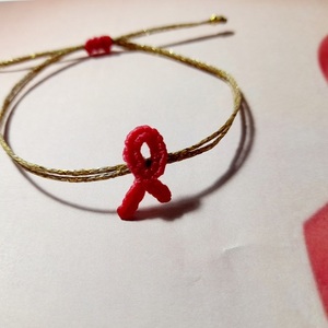 Βραχιόλι μακραμέ με το σύμβολο κατά του καρκίνου του μαστού - νήμα, μακραμέ, χεριού, αυξομειούμενα - 4