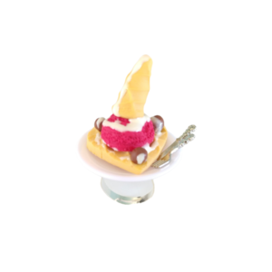 Δαχτυλίδι βάφλα καρδιά με παγωτό καρπούζι με πολυμερικό πηλό / μεγάλο / μεταλλική βάση / αυξομειούμενο / Twice Treasured-Αντίγραφο - πηλός, cute, γλυκά, αυξομειούμενα