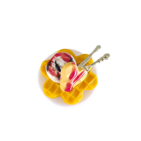 Δαχτυλίδι βάφλα καρδιά με παγωτό oreo με πολυμερικό πηλό / μεγάλο / μεταλλική βάση / αυξομειούμενο / Twice Treasured - πηλός, cute, γλυκά, αυξομειούμενα, kawaii - 2