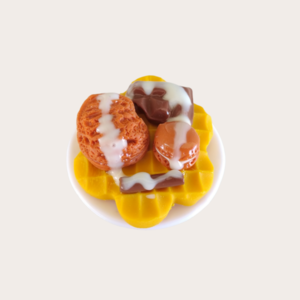 Δαχτυλίδι βάφλα με παγωτό καραμέλα, σοκολάτα και πορτοκαλί macaron με πολυμερικό πηλό / μεγάλο / μεταλλική βάση / αυξομειούμενο / Twice Treasured - πηλός, cute, γλυκά, αυξομειούμενα, kawaii - 2