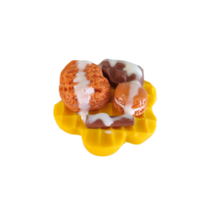 Δαχτυλίδι βάφλα με παγωτό καραμέλα, σοκολάτα και πορτοκαλί macaron με πολυμερικό πηλό / μεγάλο / μεταλλική βάση / αυξομειούμενο / Twice Treasured - πηλός, cute, γλυκά, αυξομειούμενα, kawaii - 5