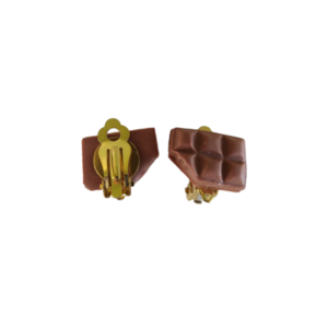 Παιδικά σκουλαρίκια με κλιπ μπάρες σοκολάτας με πολυμερικό πηλό / μεσαία / ατσάλι / Twice Treasured - πηλός, cute, γλυκά, παιδικά σκουλαρίκια - 2