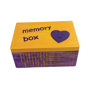 Ξύλινο χειροποίητο memory box - Πορτοκαλί/Μωβ- 30*20*13,5εκ.