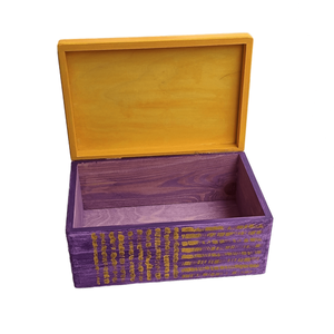 Ξύλινο χειροποίητο memory box - Πορτοκαλί/Μωβ- 30*20*13,5εκ. - 5