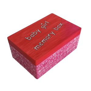 Ξύλινο χειροποίητο Baby Girl Memory Box - Φούξια/Κόκκινο- 30*20*13,5εκ. - 2