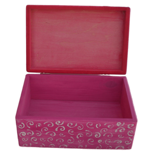 Ξύλινο χειροποίητο Baby Girl Memory Box - Φούξια/Κόκκινο- 30*20*13,5εκ. - 5