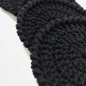 Χειροποίητα πλεκτά σουβέρ crochet - σετ 4 τμχ - Μαύρο - ύφασμα, crochet, βελονάκι, είδη σερβιρίσματος - 3