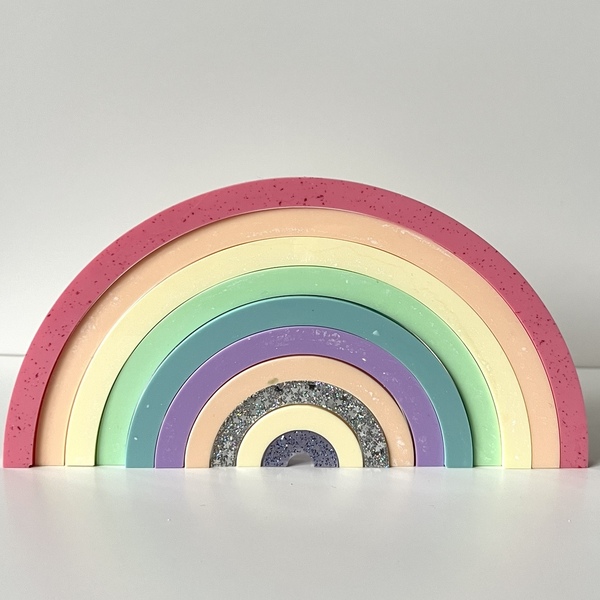 Stacking rainbow big, ουράνιο τόξο pastel - ρητίνη