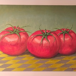 "Still life with tomatoes" Sep'22 70x100 acrylic/canvas - πίνακες ζωγραφικής