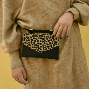 Τσαντάκι μέσης λεοπάρ από δέρμα - δέρμα, animal print, all day, μικρές - 3