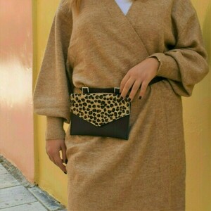 Τσαντάκι μέσης λεοπάρ από δέρμα - δέρμα, animal print, all day, μικρές - 4